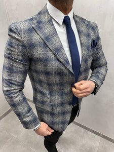 UG HERREN SAKKO Blau Karo