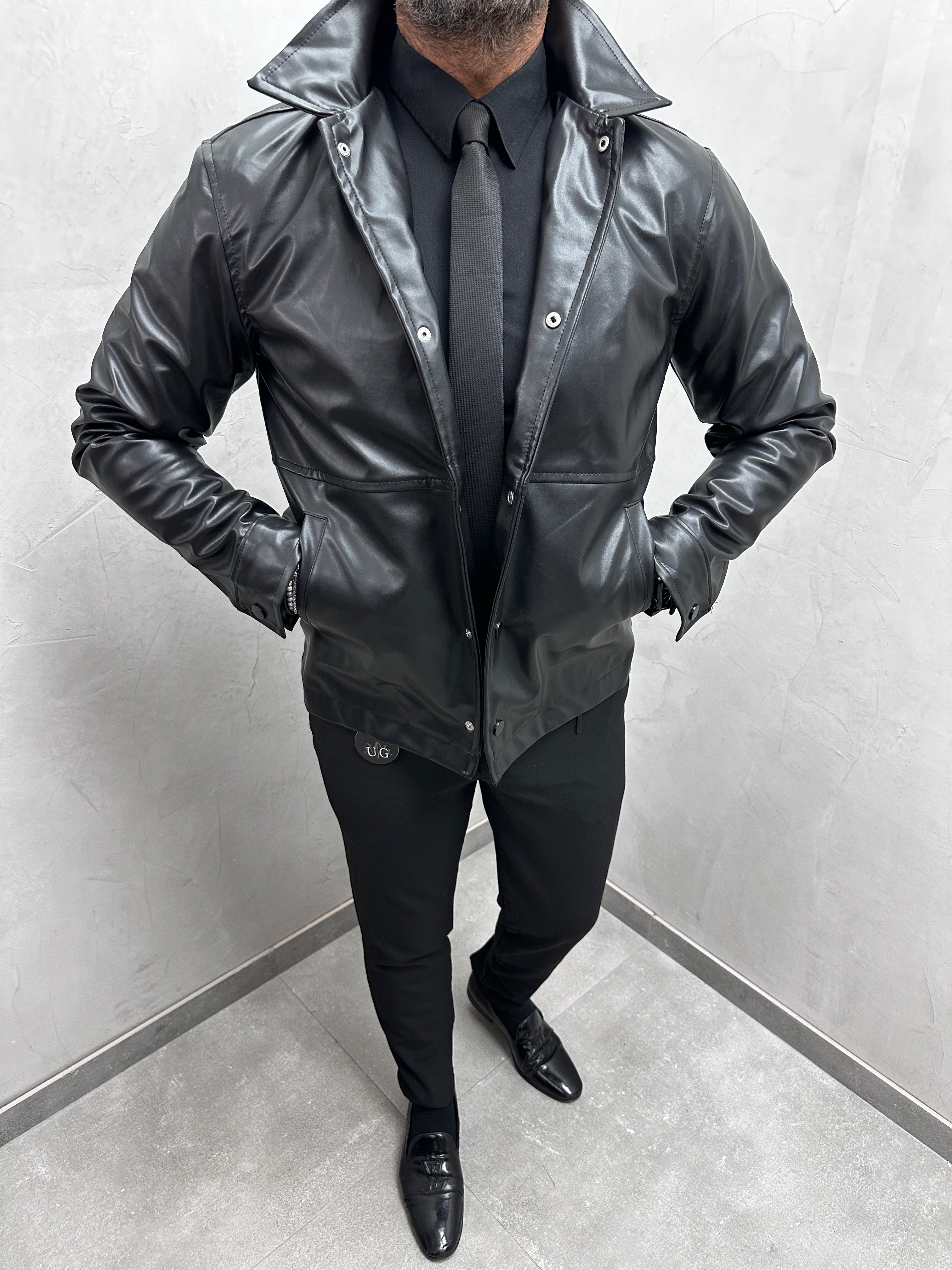 UG HERREN KUNST LEDERJACKE schwarz