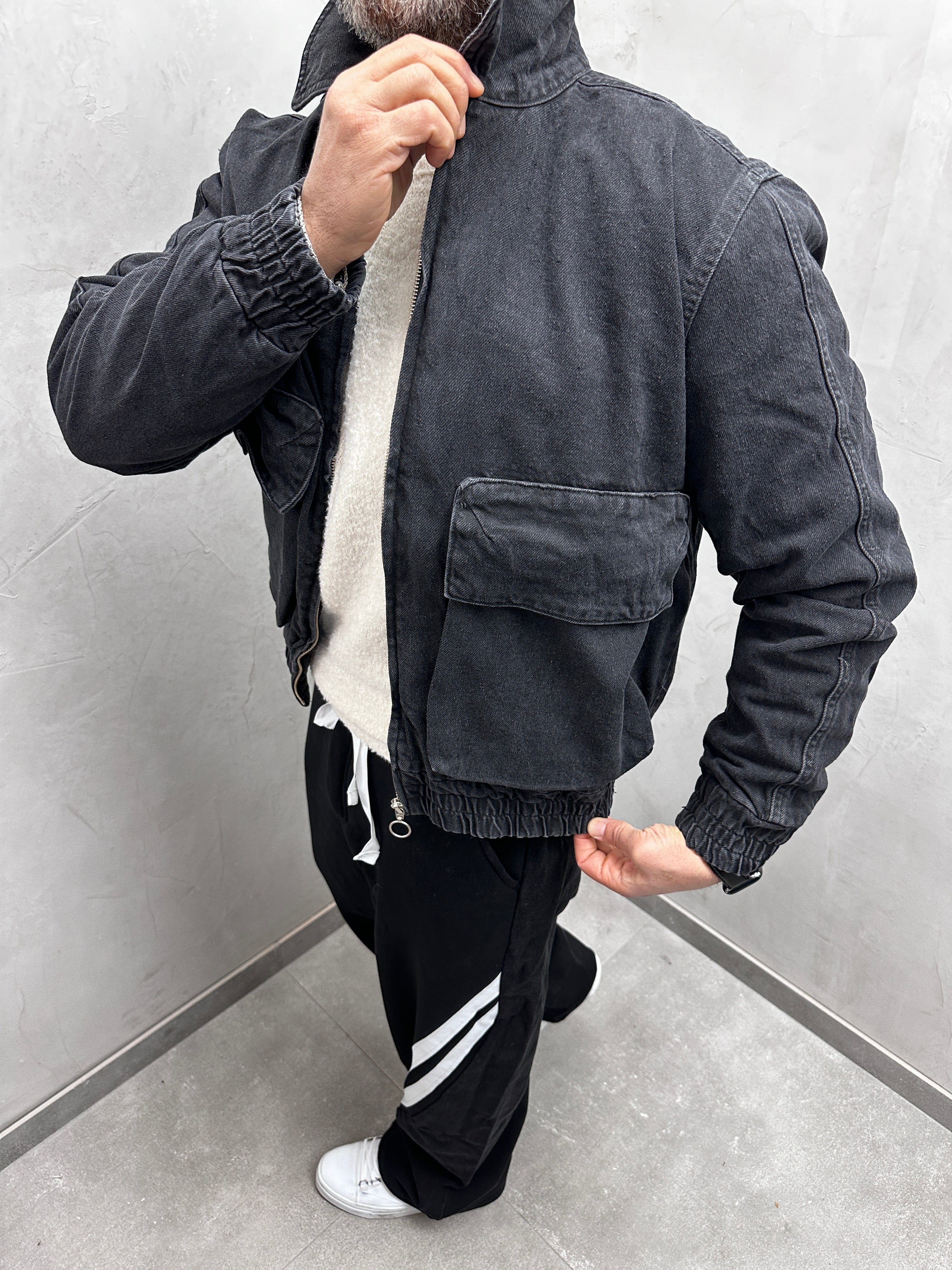 UG OVERSIZE HARRINGTON JEANS JACKE