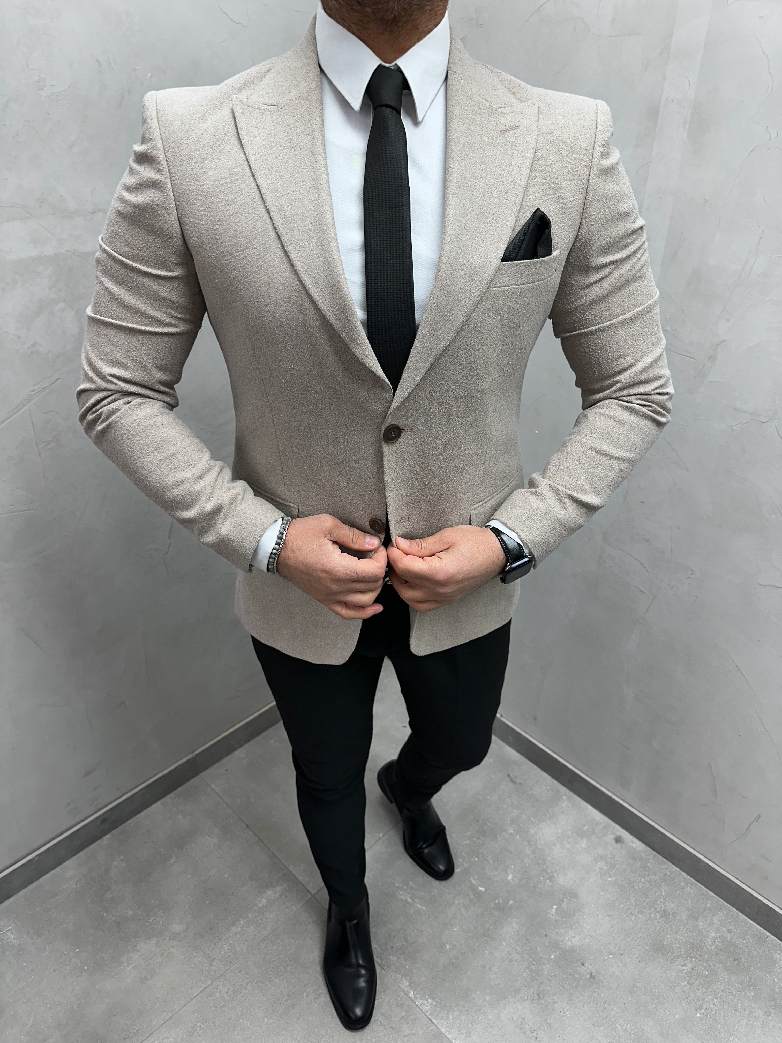 UG HERREN SAKKO Beige  meliert