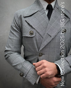 UG HERREN MILANO-MANTEL in Karo grau