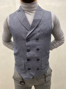 UG SLIM-FIT HERREN Anzug Weste - Blau doppelreihig