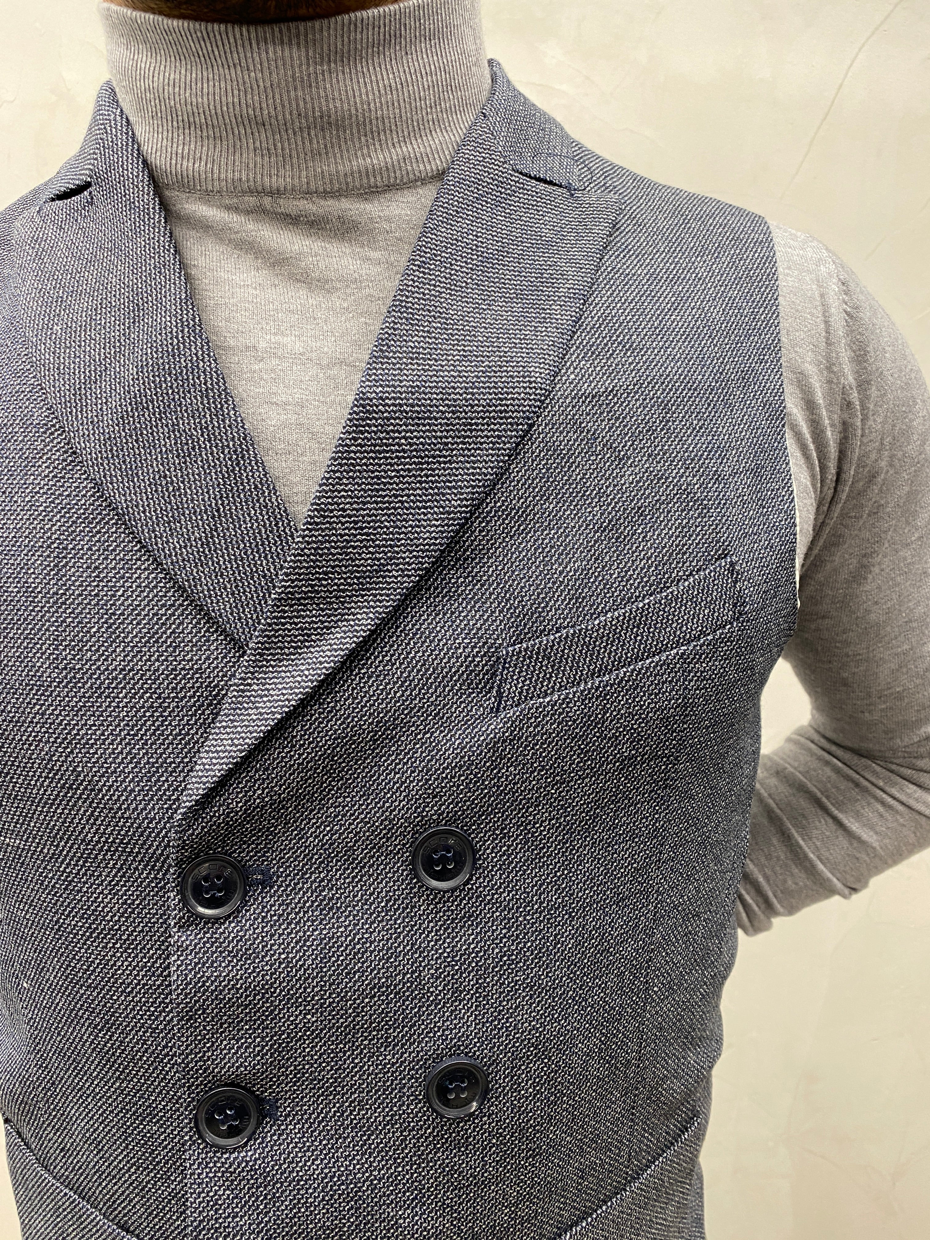 UG SLIM-FIT HERREN Anzug Weste - Blau doppelreihig
