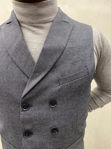 UG SLIM-FIT HERREN Anzug Weste - Blau doppelreihig