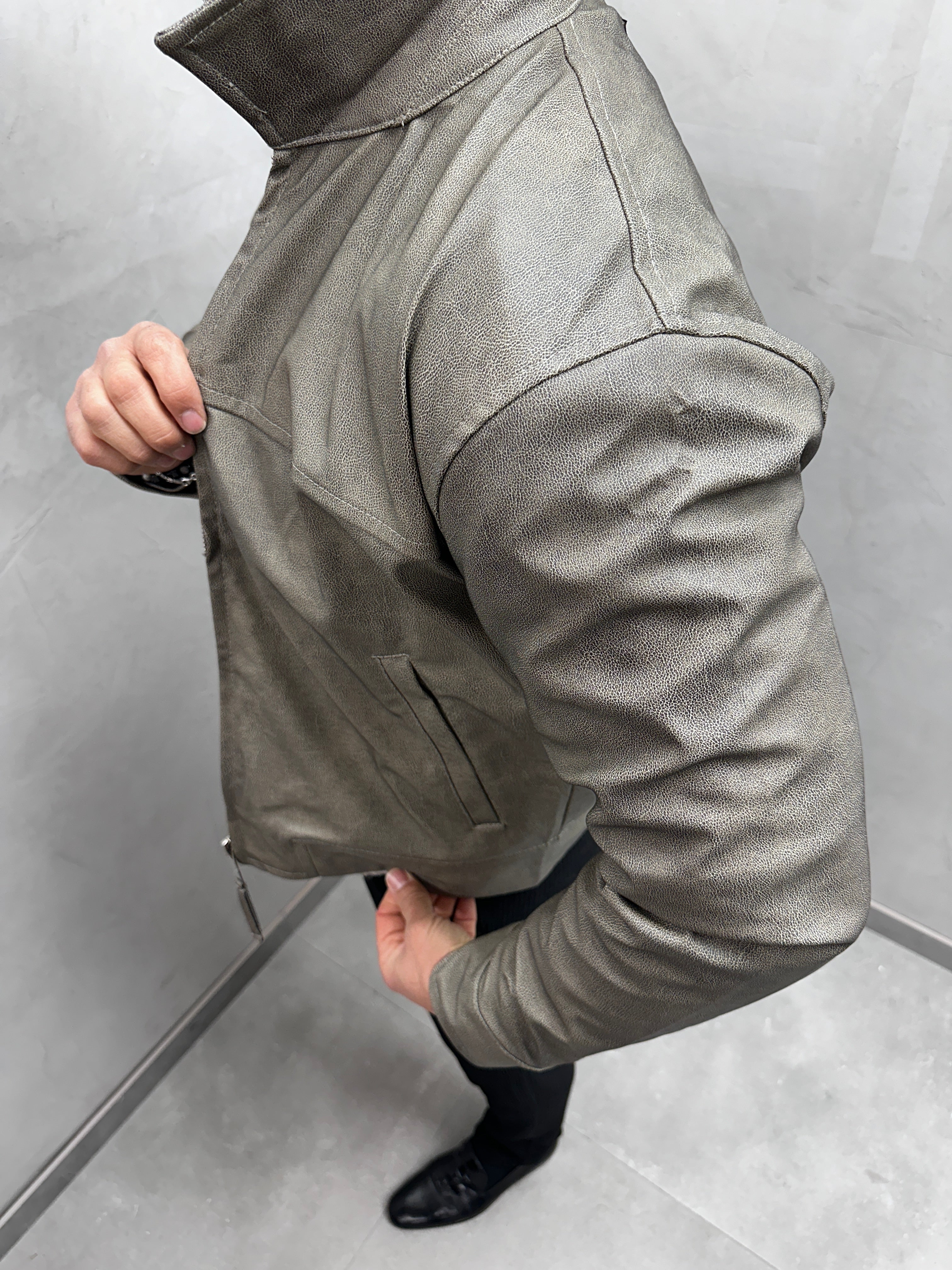 UG HERREN KUNST LEDERJACKE KURZ in beige