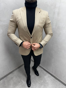 UG HERREN SAKKO beige liniert