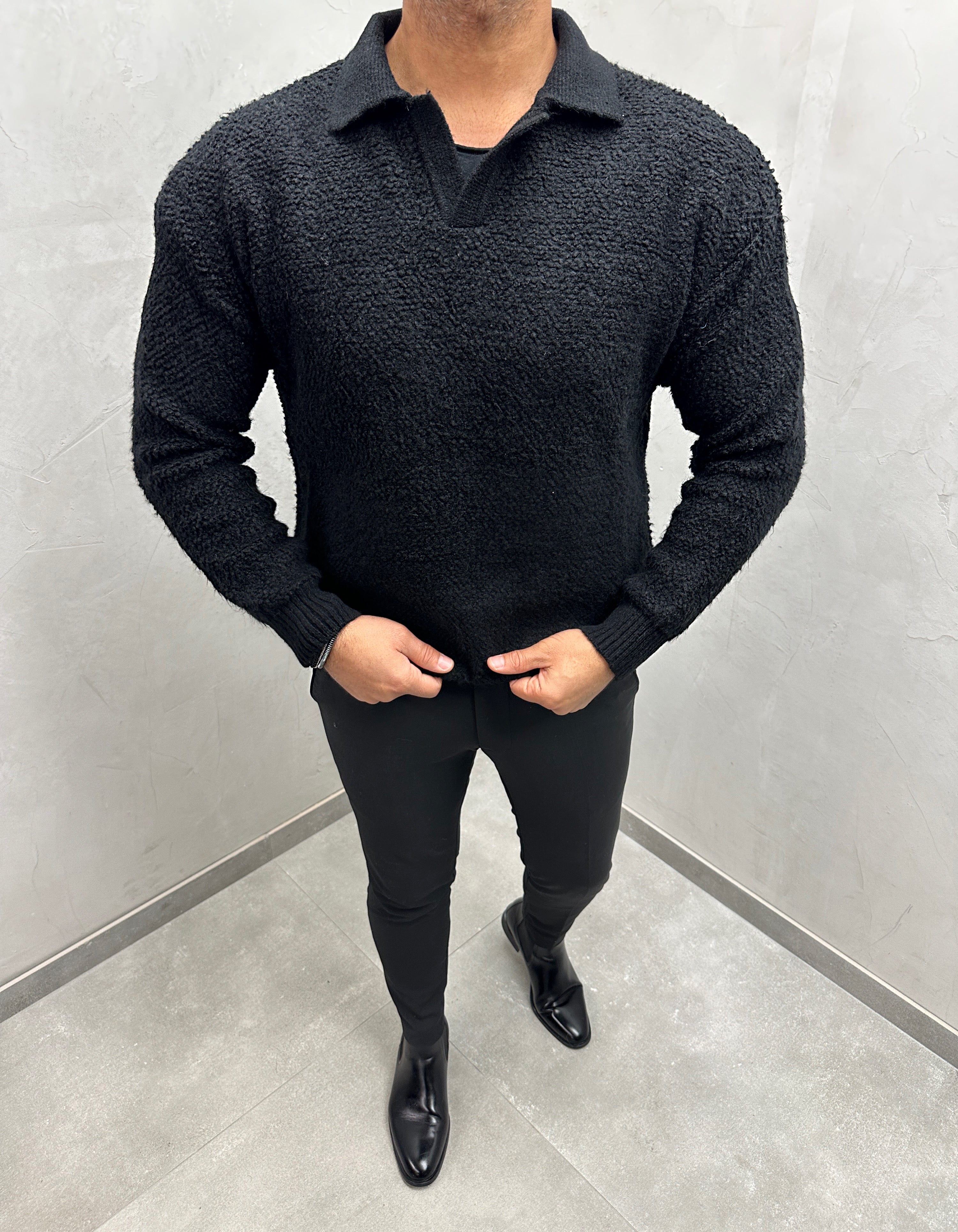 UG OVERSIZE  HERREN V KRAGEN PULLOVER