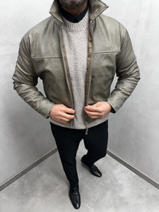 UG HERREN KUNST LEDERJACKE KURZ in beige
