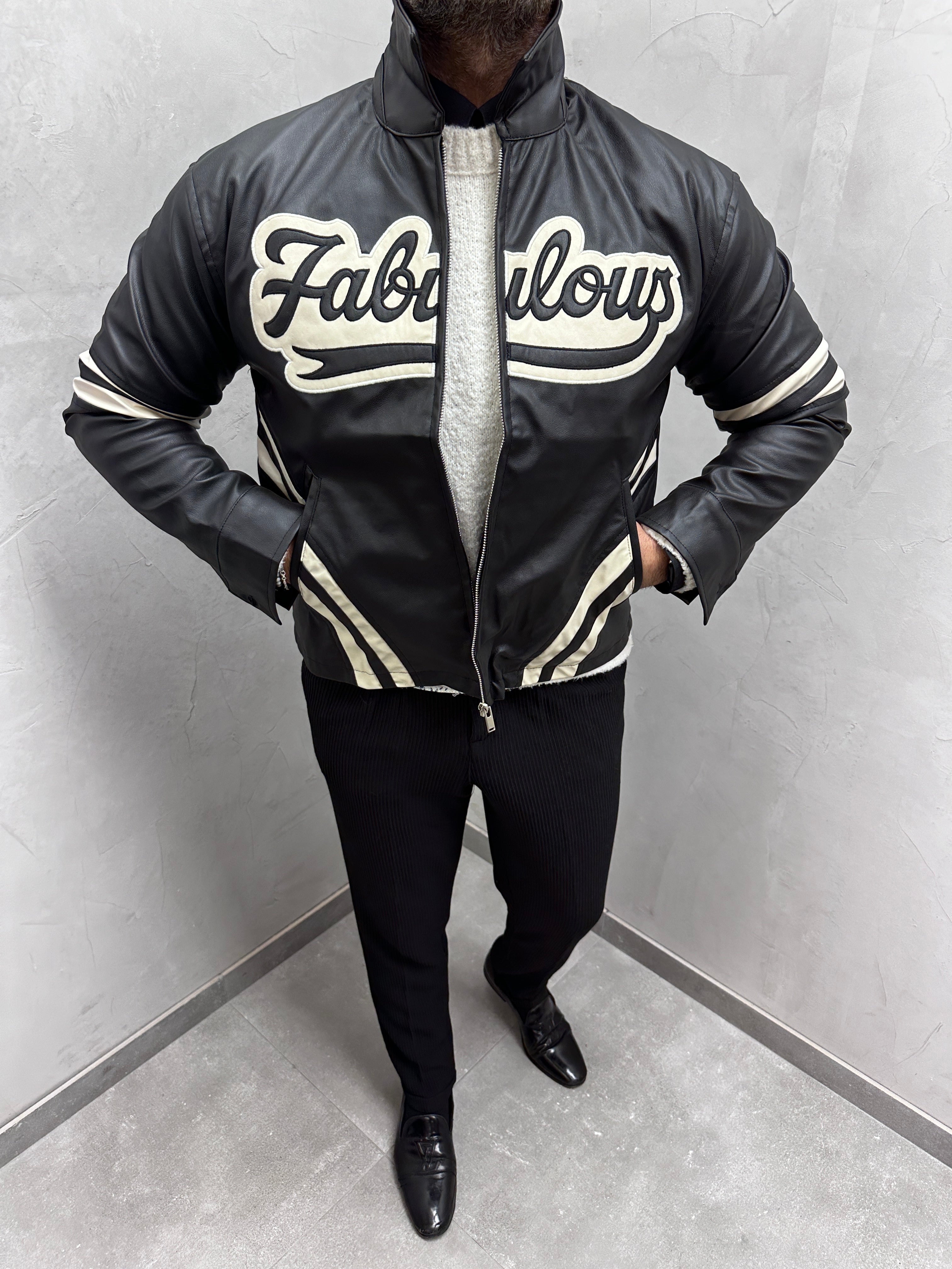 UG HERREN KUNST LEDER BIKER JACKE KURZ
